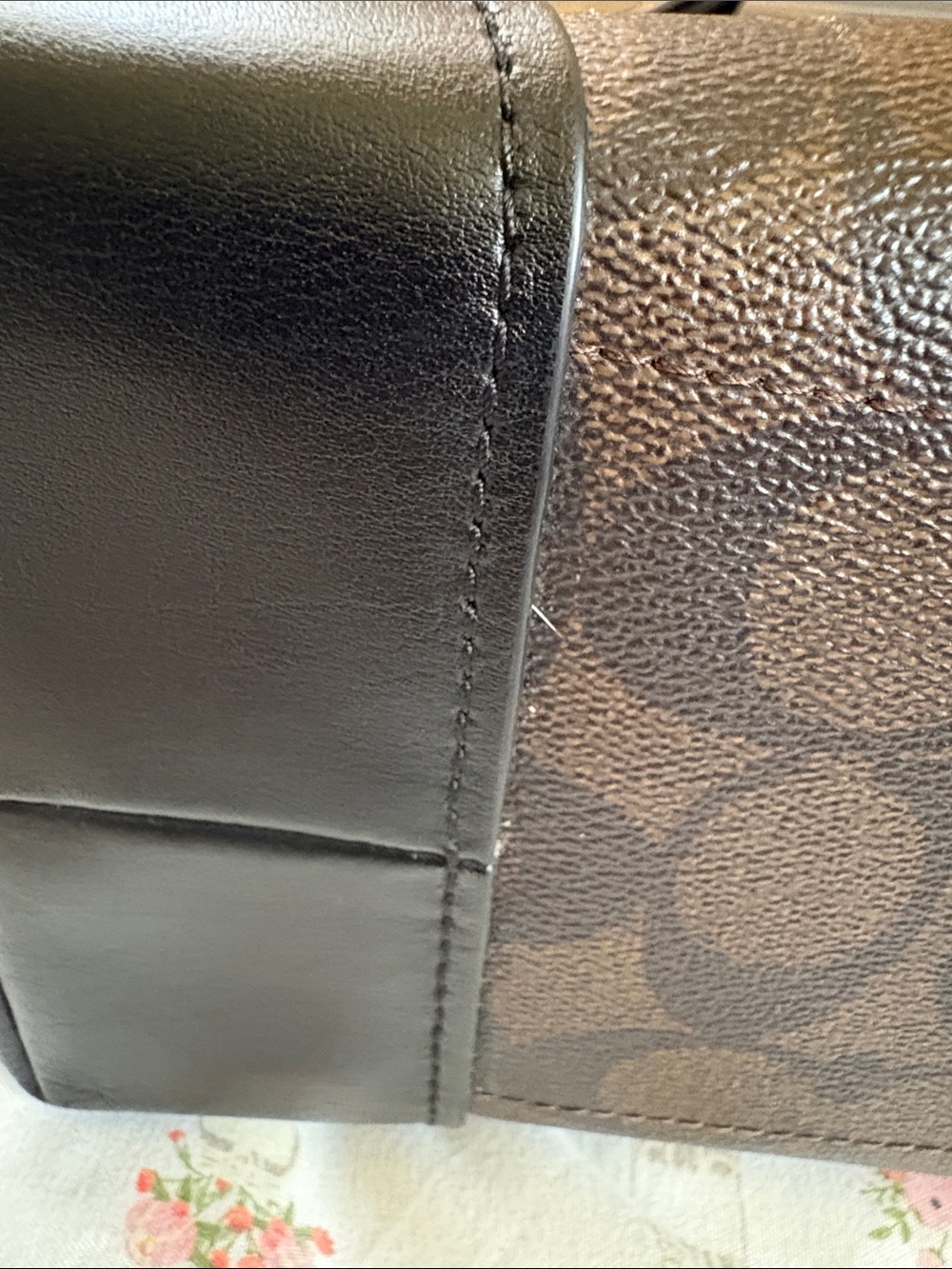 Coach Brown Signature Canvas Tote with Black Leather Handles - Picture 8 of 9
